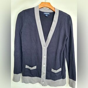 Land's End Chase Bank Legacy Logo Button Cardigan